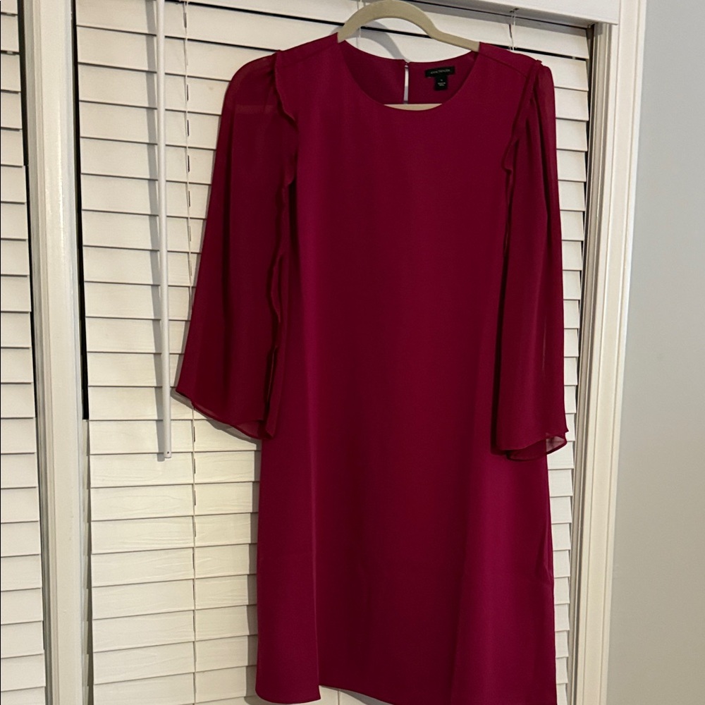 Ann Taylor Magenta Long Sleeve Dress